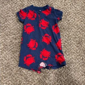 Carter's Blue Romper with Red Crab Design